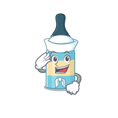 Yelken açmaya hazır cesur bir denizci karikatür tasarımı. Vektör illüstrasyonu