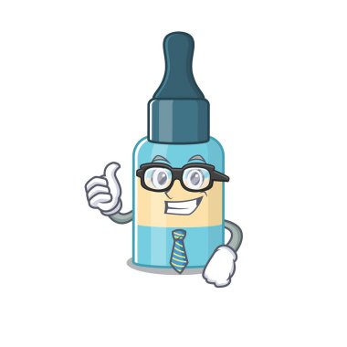 Gözlüklü ve kravatlı saç yağı işadamının maskot stili. Vektör illüstrasyonu