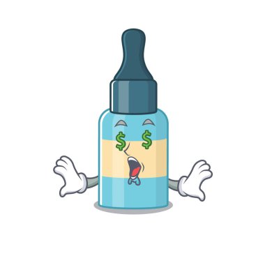 Zengin zengin çizgi film konsepti saç yağı ve para dolu gözler. Vektör illüstrasyonu