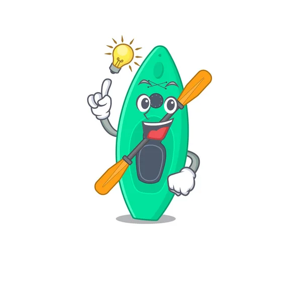 Genio canoa Mascota personaje tiene una idea gesto — Vector de stock
