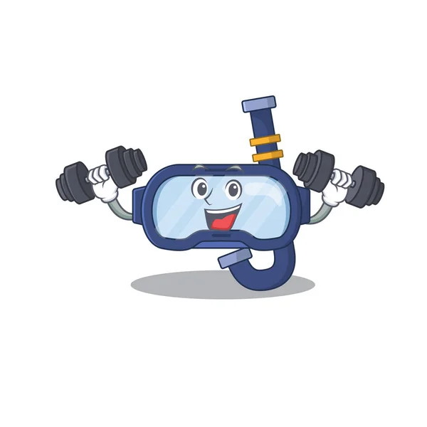 Mascotte de lunettes de plongée musculaire avec cloches pendant l'exercice — Image vectorielle