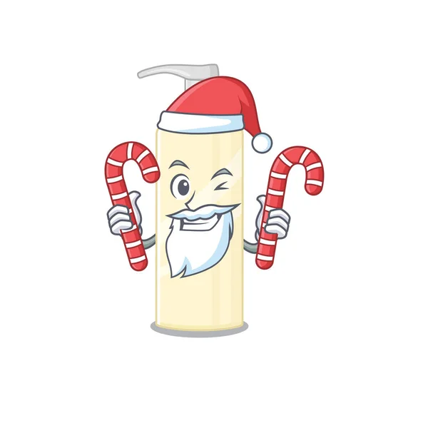 Haarmaske Santa Cartoon Charakter Mit Weihnachtsbonbons Gekleidet Vektorillustration — Stockvektor