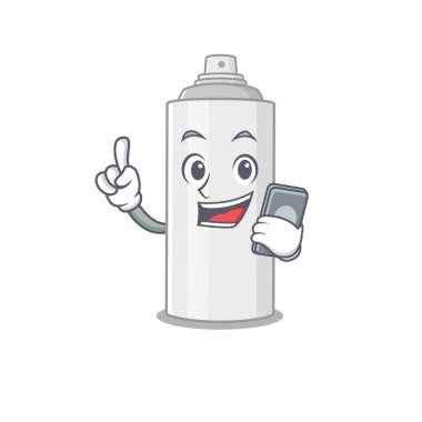 Telefonda konuşan saç spreyinin karikatür karakter tasarımı stili