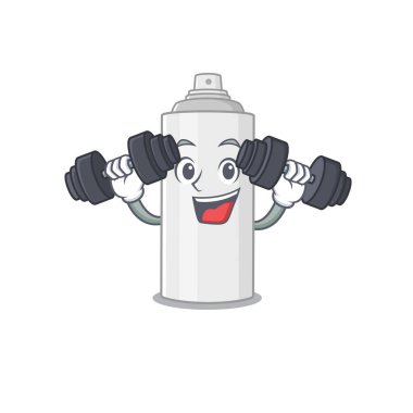 Kas spreyi maskot tasarımı. Egzersiz sırasında halterli.