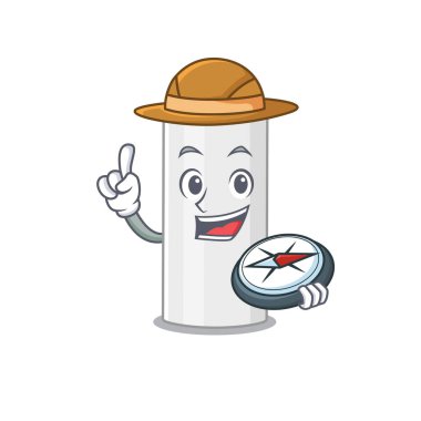 Yolculuk sırasında pusula kullanan kaşif saç spreyi tasarım stili