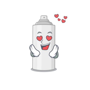 Tutkulu bir saç spreyi çizgi film maskot konsepti aşık olur.