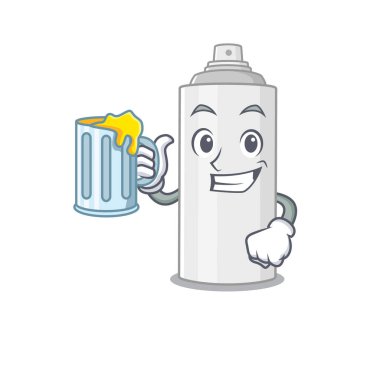 Bir bardak birayla saç spreyi tostu konsepti.