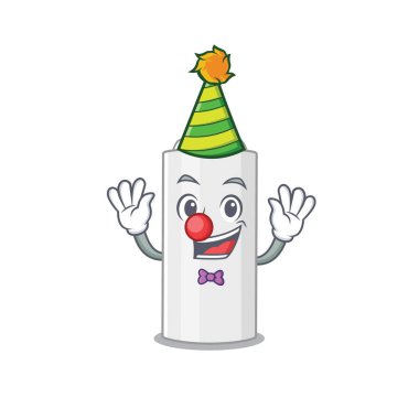 Arkadaş canlısı palyaço saç spreyi maskot tasarımı konsepti