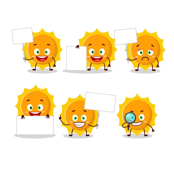 Sun Cartoon Character Bring Information Board Vector Illustration — Stock Vector