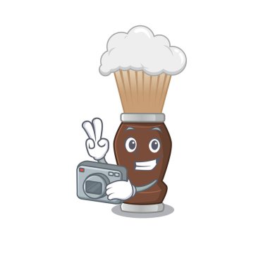 Kamerayla çalışan usta bir fotoğrafçı fırça tasarımı konsepti. Vektör illüstrasyonu