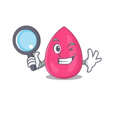 Makyaj süngeri maskot tasarımı süper dedektif aletlerle davayı çözüyor.