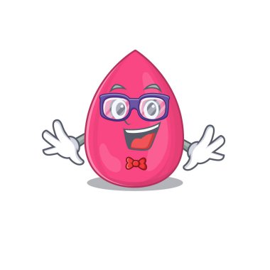 Tuhaf gözlükler takan inek makyaj süngeri karikatürü.