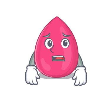 Çizgi film tasarımı makyaj süngeri endişeli yüzü gösterir