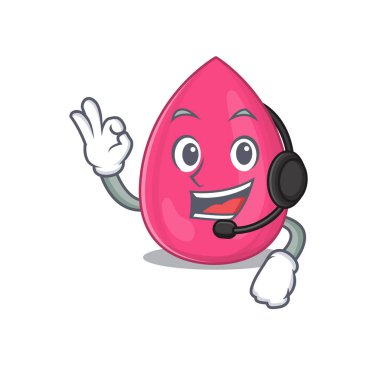 Makyaj süngeri karikatür karakteri kavramı kulaklık takıyor