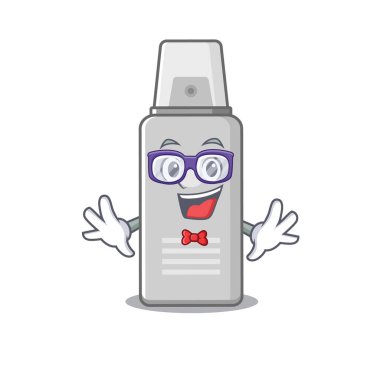 A caricature drawing of nerd shaving foam wearing weird glasses. Vector illustration
