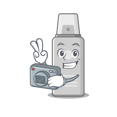 Kamerayla çalışan usta bir fotoğrafçı köpük çizgi film tasarımı konsepti. Vektör illüstrasyonu