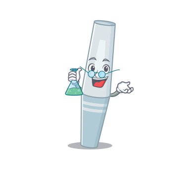 Süper Dahi Maskara Karikatür Profesörü Laboratuvar üzerinde çalışıyor