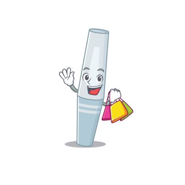 Alışveriş torbalarıyla zengin çizgi film karakteri kavramı