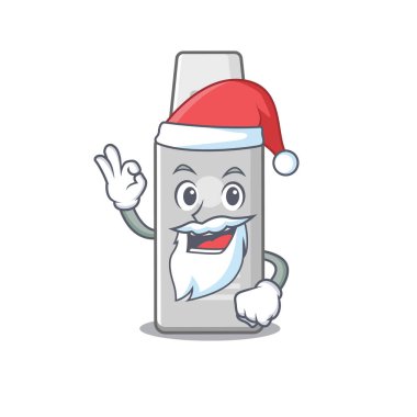 Çizgi film karakteri, köpüklü Noel Baba 'yı güzel parmağıyla tıraş ediyor. Vektör illüstrasyonu