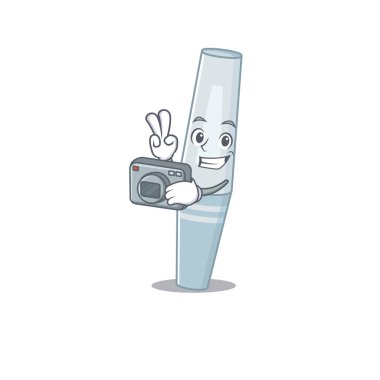 Kamerayla çalışan usta bir fotoğrafçı maskarası tasarım konsepti