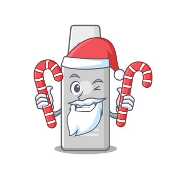 Noel karikatür karakteri gibi giyinmiş köpük ve Noel şekeri. Vektör illüstrasyonu