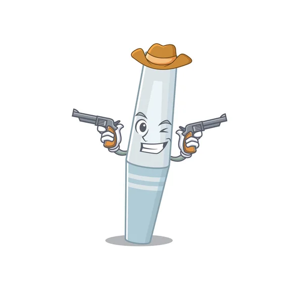 Un saggio cowboy di mascara Cartoon design con pistole — Vettoriale Stock