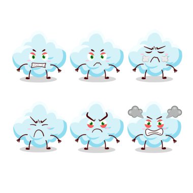 Çeşitli kızgın ifadeleri olan bir çizgi film karakteri. Vektör illüstrasyonu.