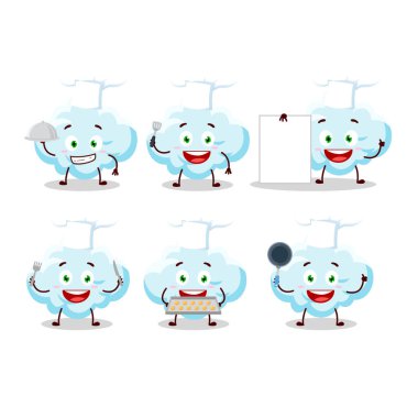 Çeşitli şef ifadeleriyle karikatür karakteri. Vektör illüstrasyonu.