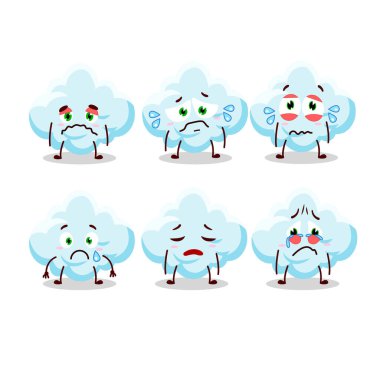 Hüzünlü ifadeli karikatür. Vektör illüstrasyonu.