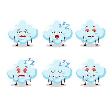 Uykulu ifadeli karikatür karakteri. Vektör illüstrasyonu