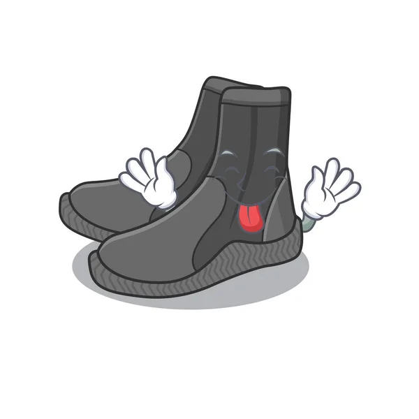 Zábavné potápění boty kreslený obrázek styl s jazykem ven tvář — Stockový vektor