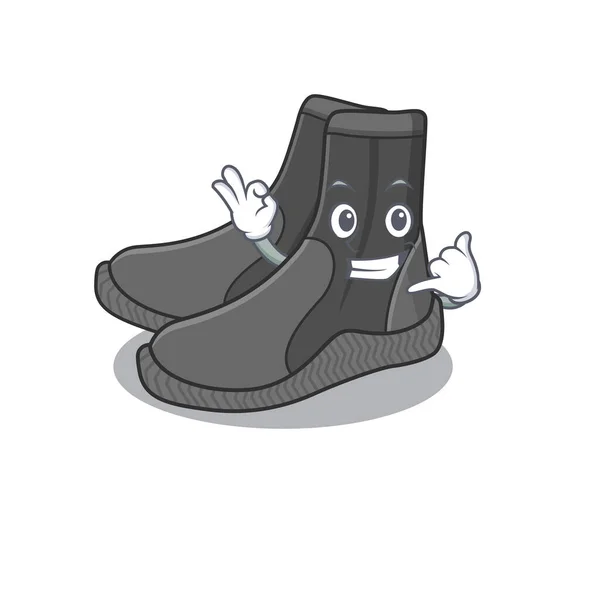 Карикатура дизайн пикирования ботинки с милым называть меня позой — стоковый вектор