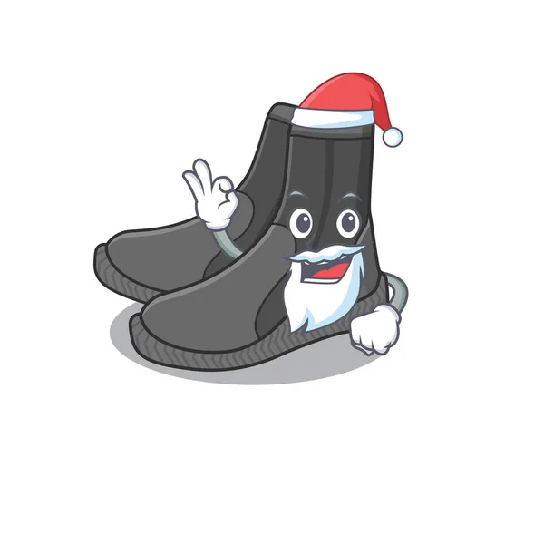 Мультяшный персонаж пикирующих ботинок Санта с милым пальцем ОК — стоковый вектор