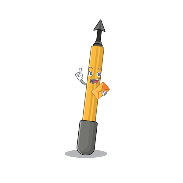 Изображение веселой концепции карикатурного дизайна со стрелкой для подводного плавания с конвертом — стоковый вектор