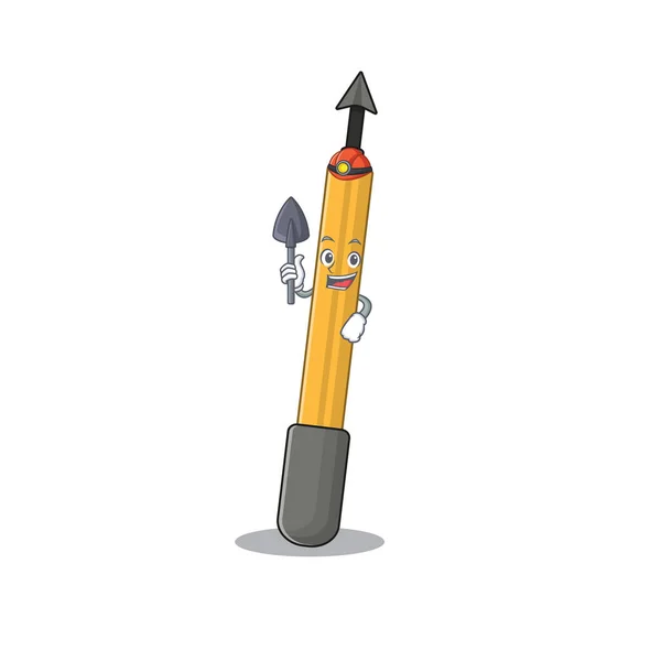 Snorkeling βέλος σχέδιο εικόνας κινουμένων σχεδίων ως ανθρακωρύχος με εργαλείο και κράνος — Διανυσματικό Αρχείο