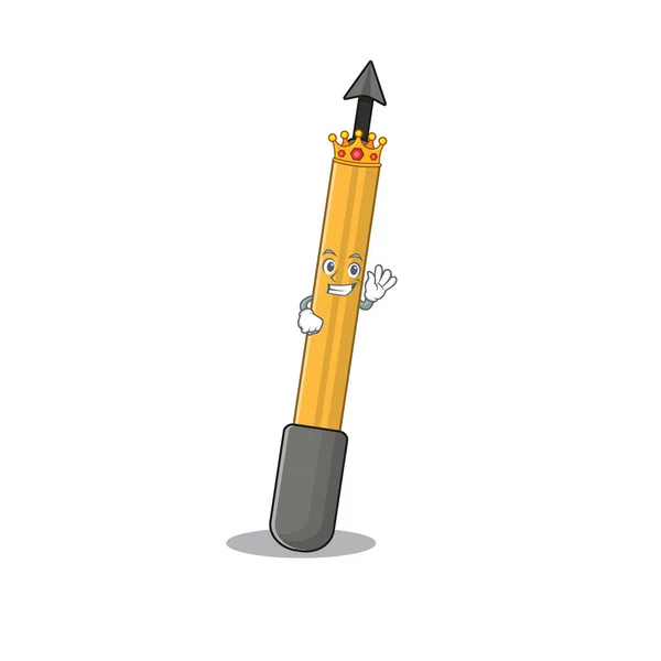 Un humilde rey de estilo de diseño de caricatura de flecha de snorkel con corona de oro — Vector de stock