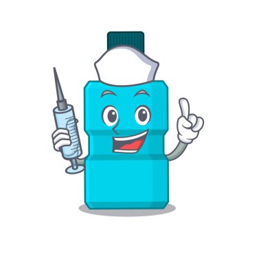 Şırıngalı, ağız gargarası maskotu tasarımı.