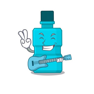 Ağız gargarası müzisyen çizgi film dizaynı gitar çalıyor.