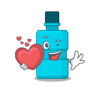 Sevimli bir ağız gargarası, büyük bir kalp taşıyan karikatür tasarımı.