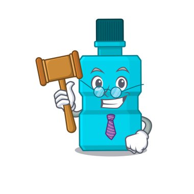 Gözlük takan akıllı bir ağız gargarası karikatür yargıcı.