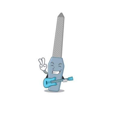 Gitar çalan çivi dosyası müzisyeni çizgi film tasarımı