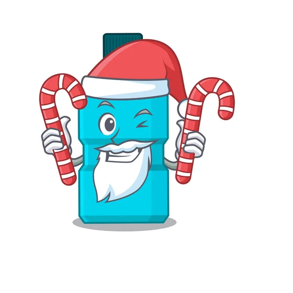 圣诞老人卡通人物用圣诞糖果漱口水 — 图库矢量图片