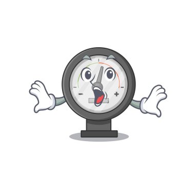 Basınç göstergesi maskot tasarımı konsepti hayret verici bir jest gösteriyor