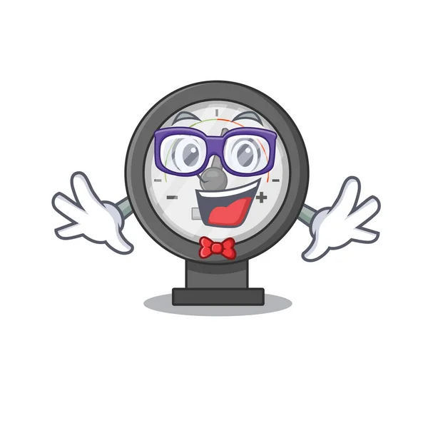 Een karikatuurtekening van een nerdmanometer met een rare bril. — Stockvector