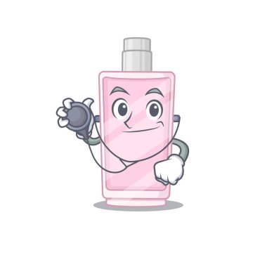 Avantajla çalışan özel bir parfüm doktoru karikatür tasarımı.