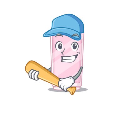 Beyzbol oynayan havalı parfüm karikatür tasarımı.