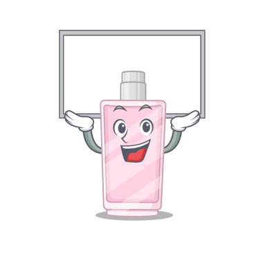 Parfümün maskot karakteri beyaz tahtada yükseliyor.