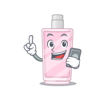 telefonda konuşan karikatür karakter tasarım tarzı parfüm