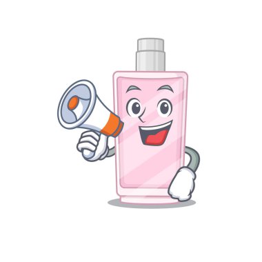 Parfüm kutusu resim stili megafondan duyuru yapıyor.