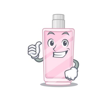 Parfüm karikatür tasarımı tamam parmak pozunu gösteriyor